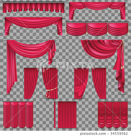 Luxury set of golden velvet silk curtains. EPS 10 34559562