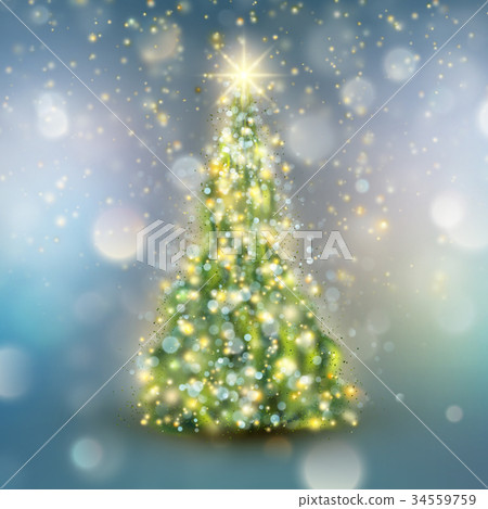 Christmas tree with defocused light. EPS 10 vector - Stock Illustration ...