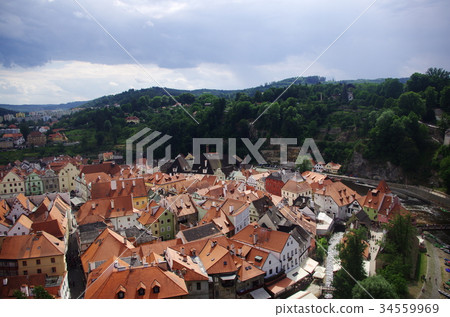 Landscape with red roof / medieval European style (Czech Republic) 34559969