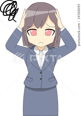 Woman suit hold head 34560095
