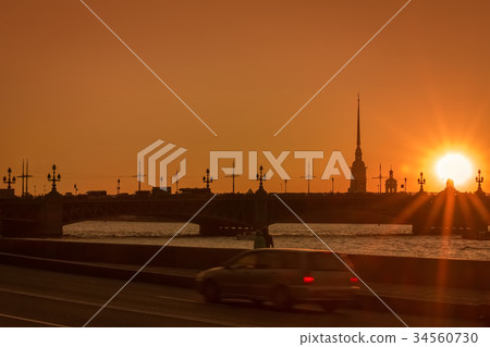 View of Neva with bridge and Peter and Paul View of Neva with bridge and Peter and Paul 34560730