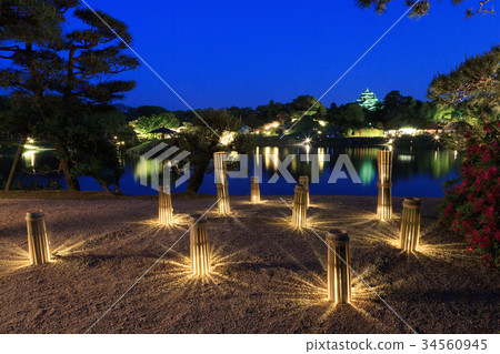 岡山後樂園“夜間特別開放春天幻想花園”日本的三大花園 34560945