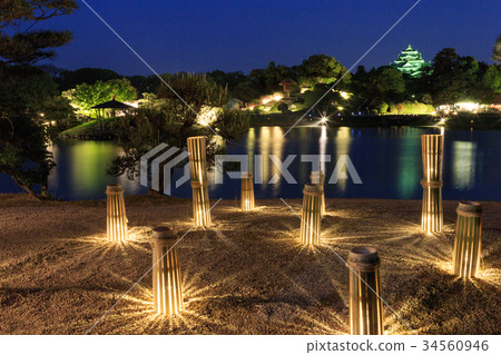 岡山後樂園“夜間特別開放春天幻想花園”日本的三大花園 34560946