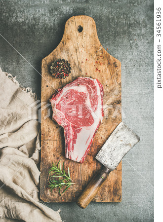 Meat dinner concept with raw beef steak rib-eye 34561936