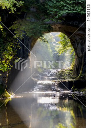Chiba Prefecture Kimitsu city Nozomi Falls Waterfall morning glow Chiba Prefecture Kimitsu city Nozomi Falls Waterfall morning glow 34563186