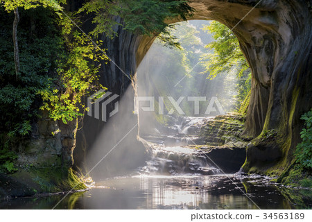 Chiba Prefecture Kimitsu city Nozomi Falls Waterfall morning glow Chiba Prefecture Kimitsu city Nozomi Falls Waterfall morning glow 34563189