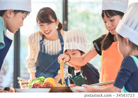 Primary school children cooking classroom 34563723