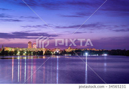 Night embankment with illumination 34565231