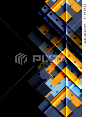 Colorful triangles and arrows on dark background 34565633