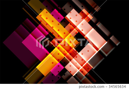 Colorful triangles and arrows on dark background 34565634