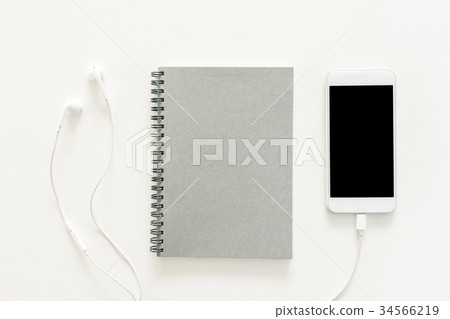 Creative flat lay photo of workspace desk. Creative flat lay photo of workspace desk. 34566219
