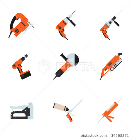 Set of building electrotools for repair. Vector il Set of building electrotools for repair. Vector il 34568271