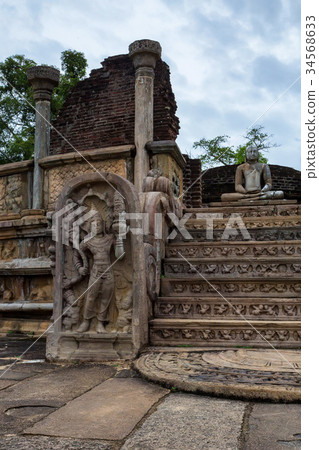 Guardstone of Vatadage in Polonnaruwa Guardstone of Vatadage in Polonnaruwa 34568633