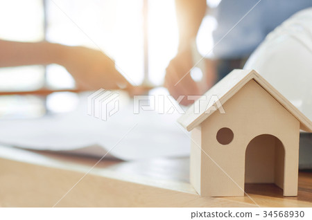 Real estate concept, image of toy wooden house 34568930