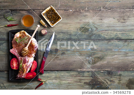 Raw meat, beef steak Raw meat, beef steak 34569278