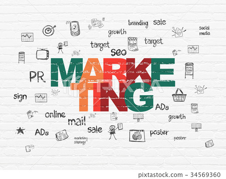 Advertising concept: Marketing on wall background 34569360