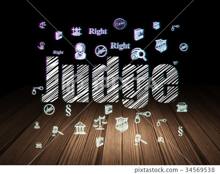 Law concept: Judge in grunge dark room Law concept: Judge in grunge dark room 34569538