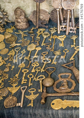 Retro styled golden color keys Retro styled golden color keys 34570769