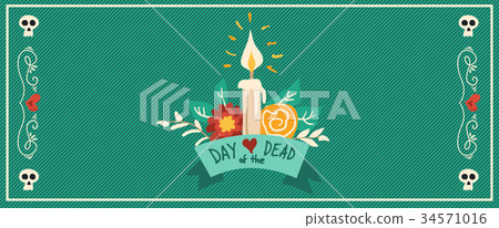 Day of the dead flower hand drawn festive banner Day of the dead flower hand drawn festive banner 34571016