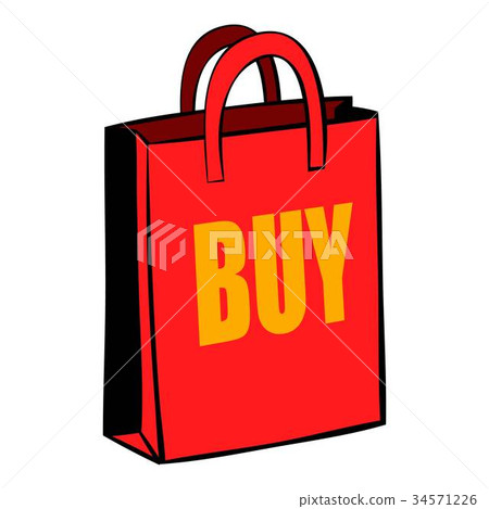 Red paper bag icon cartoon 34571226