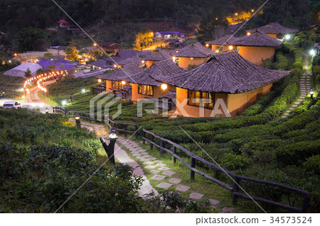 Lee Wine Ruk Thai resort at evening time Lee Wine Ruk Thai resort at evening time 34573524