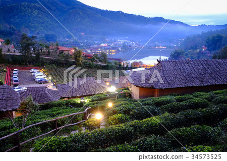 Lee Wine Ruk Thai resort at evening time Lee Wine Ruk Thai resort at evening time 34573525