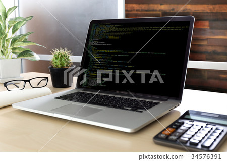 Developer Team Working Laptop Computer Mobile  34576391