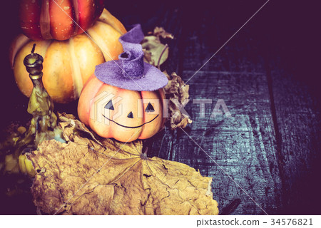 Halloween with copy space and pumpkin 34576821