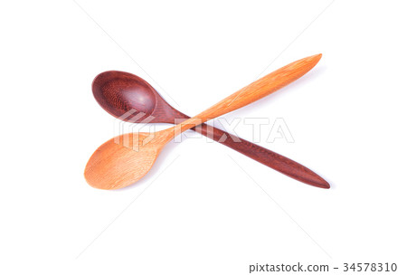 Wooden spoon on White background 34578310