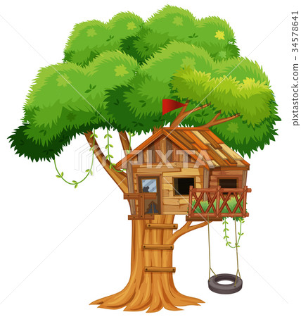 Old treehouse on the branch Old treehouse on the branch 34578641