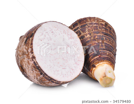 half cut of taro root isolated on white background half cut of taro root isolated on white background 34579480