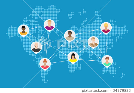 World map with people avatars. Social netwroking. World map with people avatars. Social netwroking. 34579823