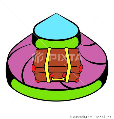 Baggage on conveyor belt at the airport icon 34581063