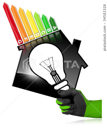 Energy Efficiency - Model House and Light Bulb Energy Efficiency - Model House and Light Bulb 34581326