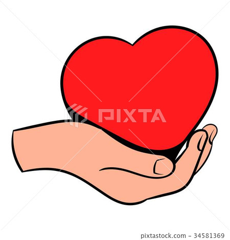 Red heart in hand icon, icon cartoon 34581369