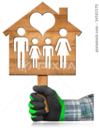 Model House with Family and Heart Model House with Family and Heart 34581570