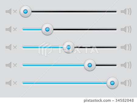 Volume slider. Blue and gray interface element Volume slider. Blue and gray interface element 34582048