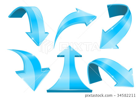 Blue arrows. Collection of curved web icons 34582211