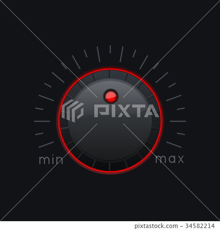 Black knob button. Min and max level 34582214