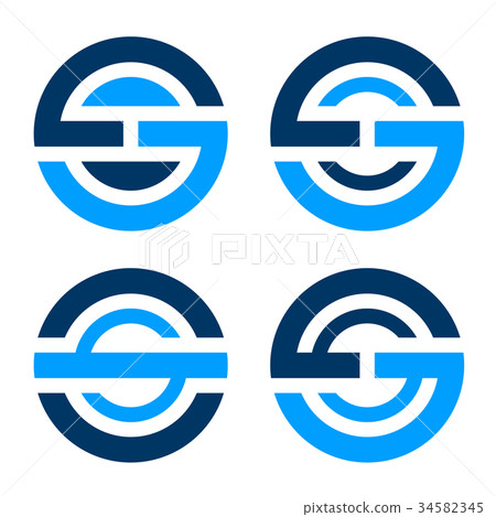 letter O S G simple blue icon 34582345