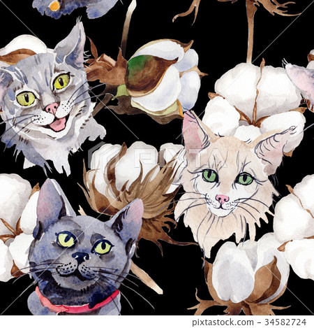 Wildflower cotton flower pattern in a watercolor 34582724