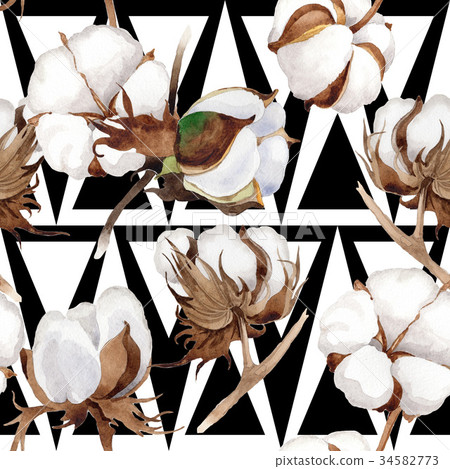 Wildflower cotton flower pattern in a watercolor Wildflower cotton flower pattern in a watercolor 34582773