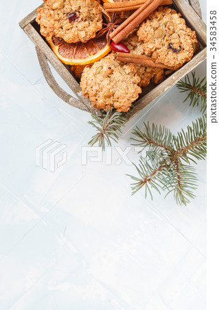 Christmas homemade cookies and New Year symbols. Christmas homemade cookies and New Year symbols. 34583458