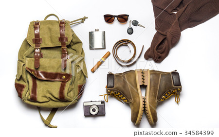 male fashion accessories flat lay isolated male fashion accessories flat lay isolated 34584399