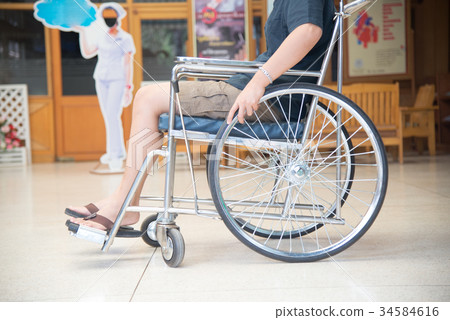 Close up patient on a wheelchair. 34584616