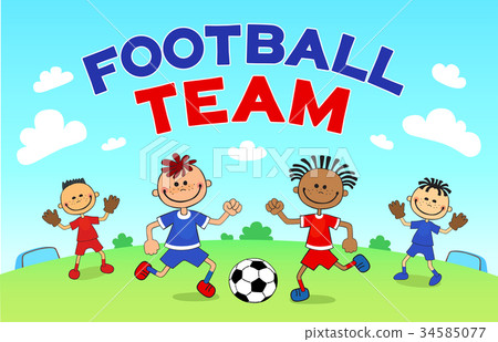 Soccer game. Boys playing soccer on the sport 34585077