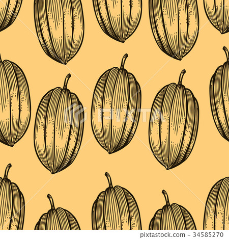 engraved pattern of cocoa beans 34585270