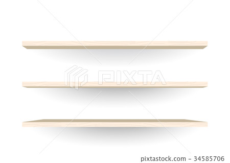 Wood shelves on white background Wood shelves on white background 34585706