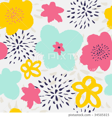 Seamless pattern with pastel flowers. - Stock Illustration [34585815 ...