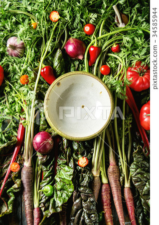 Purple carrot with vegetables Purple carrot with vegetables 34585944